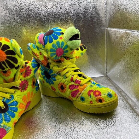 Size 6 Adidas‎ Jeremy Scott Teddy Bear Mens Green Athletic Sneakers G61076 - Picture 4 of 10